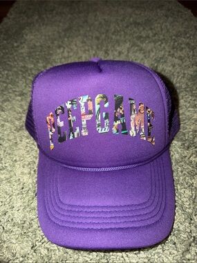Purple Trucker Hat with Multi-Print 'Capgang' Lettering